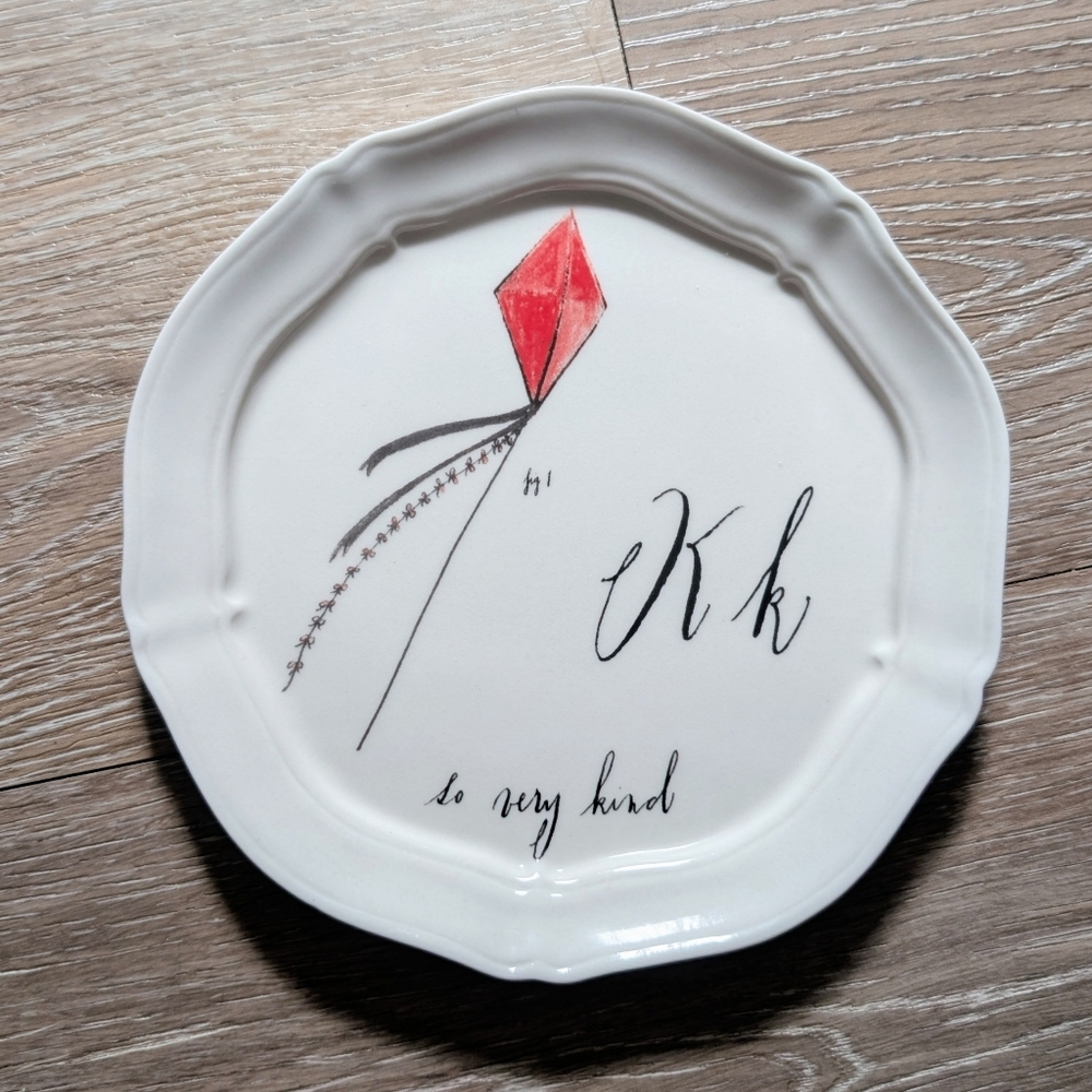 Anthropologie Linea Carta Canape Small Plate Letter K kite so very kind Dish